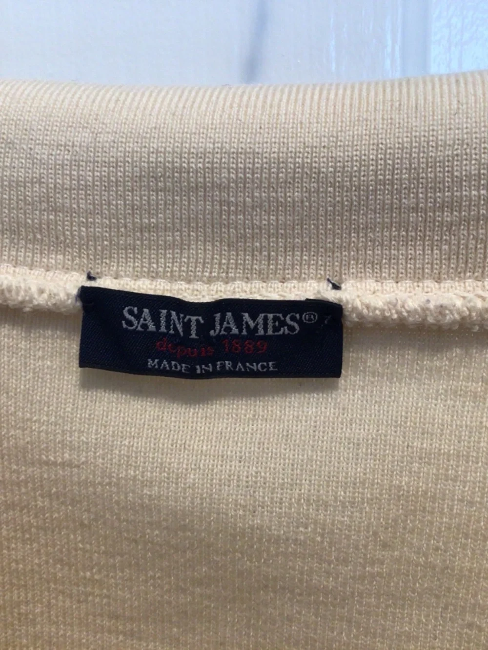 Saint James - Pure wool striped navy blue and cream quarter-zip sweater size 38 - Picture 4 of 16